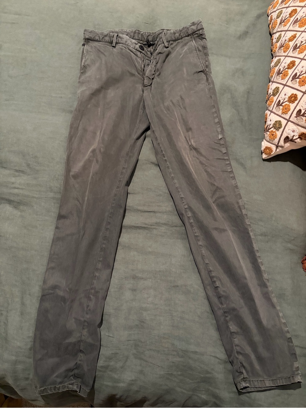 Massimo Dutti Men's Green Slim Chino Pants